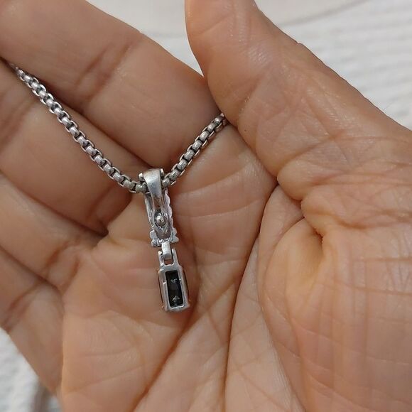 Two Tone Gold Silver Earrings and Necklace Set with Black Faux Tone Accent - Picture 4 of 6